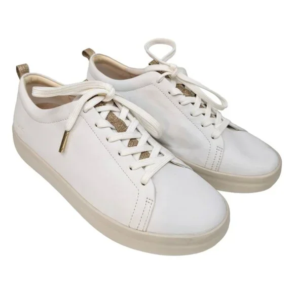 Vionic Paisley Sneakers Womens White Leather Lace Up Casual Walking Shoes Size 7 - Picture 1 of 12